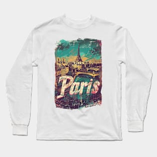 Paris Retro France t-shirt Long Sleeve T-Shirt